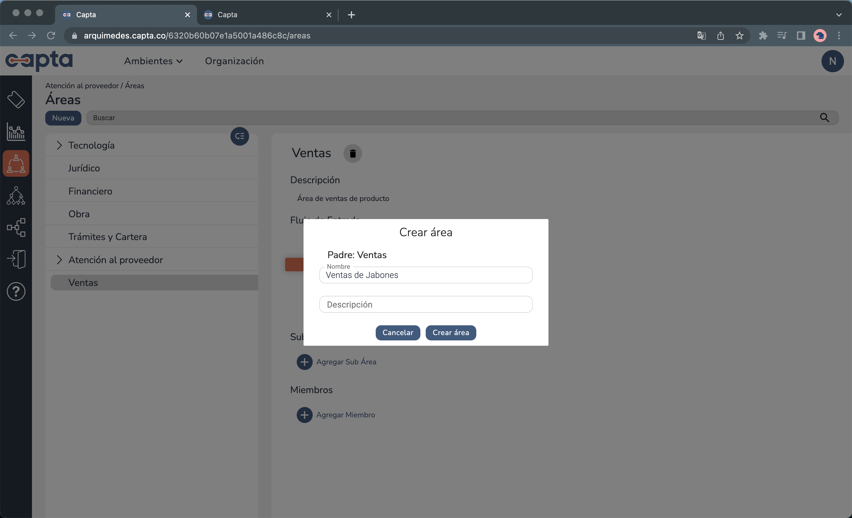 Imagen agregar subarea