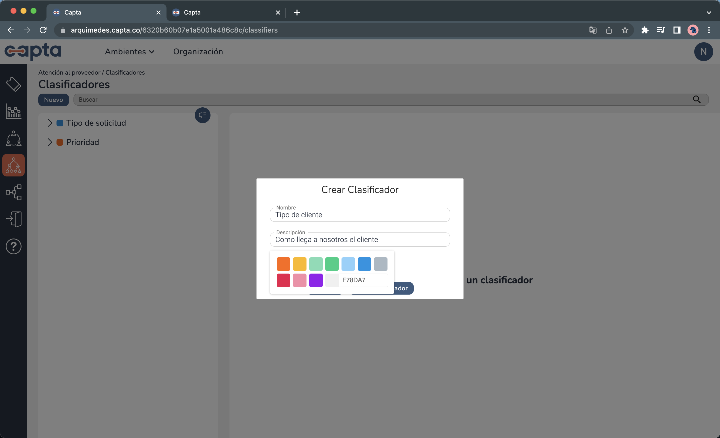 Imagen color clasificador