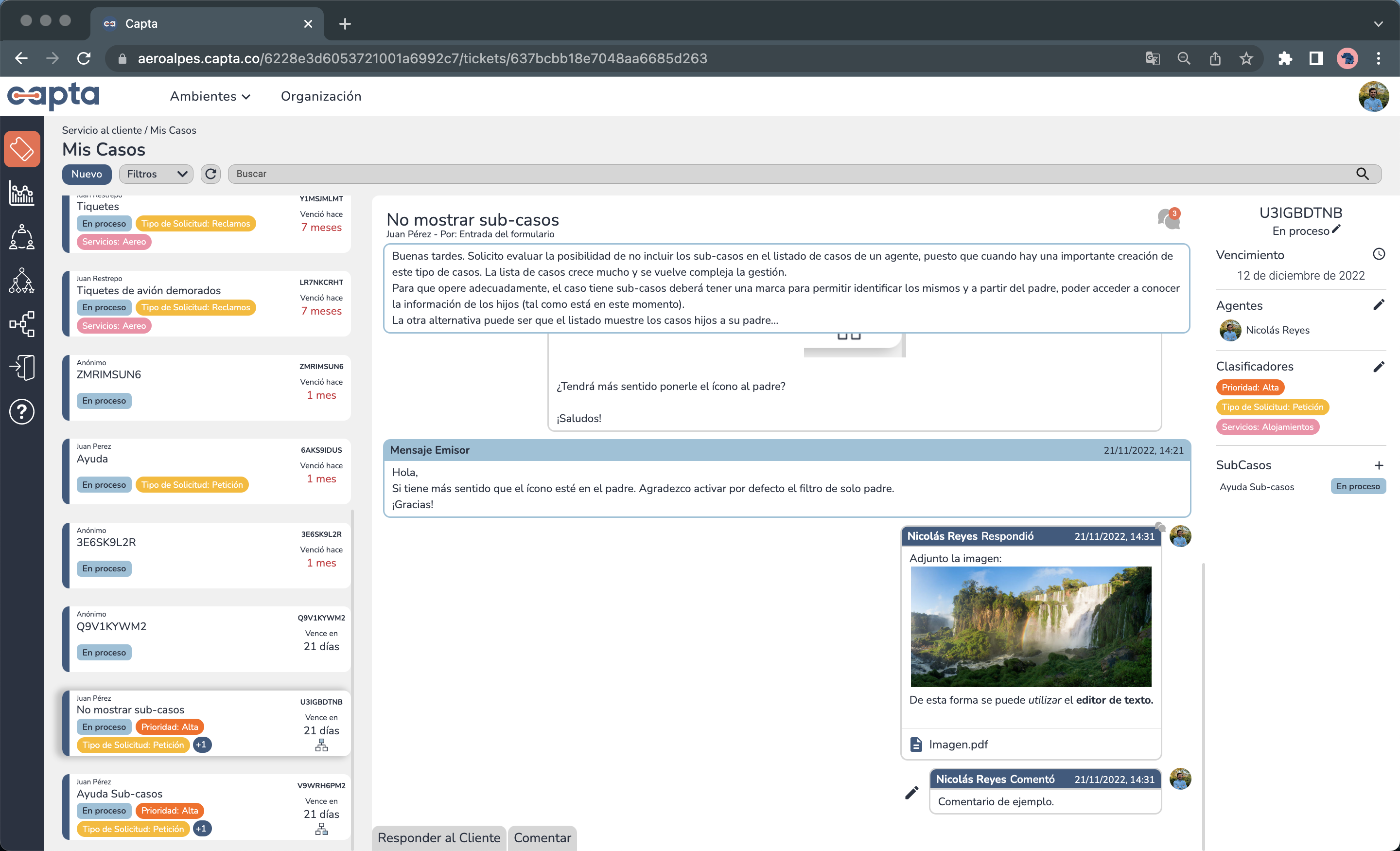 Imagen de Comentario en la traza